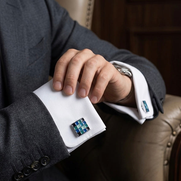 Mosaic Blue & Teal Cufflinks