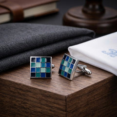 Mosaic Blue & Teal Cufflinks