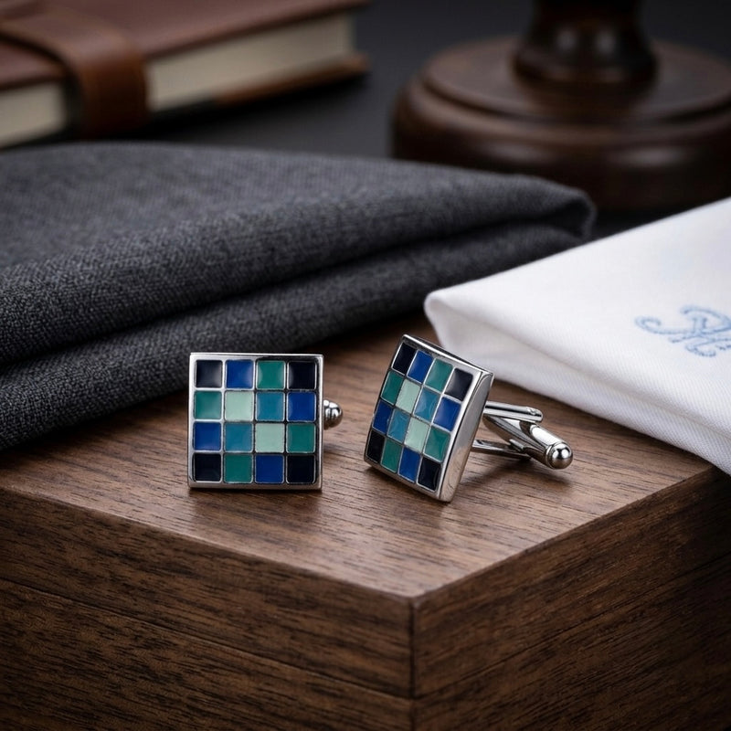 Mosaic Blue & Teal Cufflinks