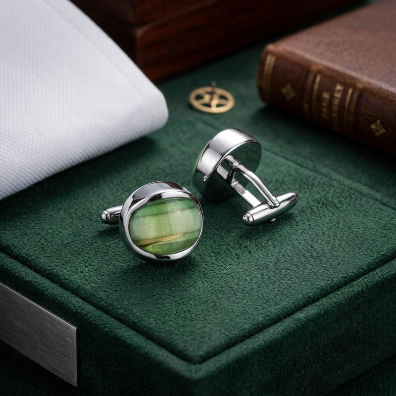 Emerald Green Oval Cufflinks