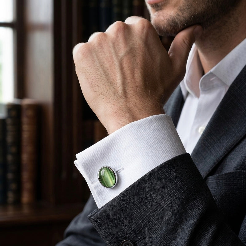 Emerald Green Oval Cufflinks
