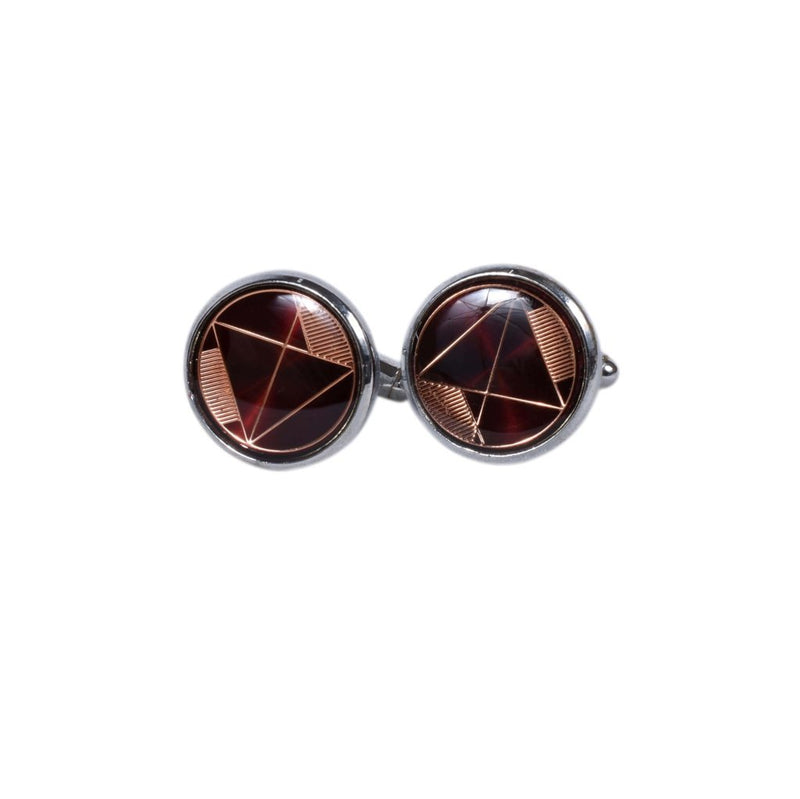 Geometric Burgundy Cufflinks
