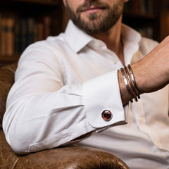 Geometric Burgundy Cufflinks