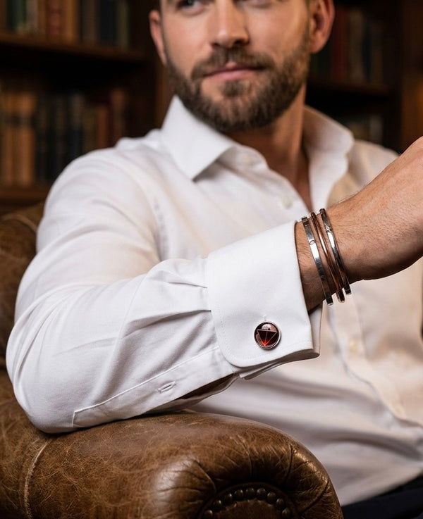 Geometric Burgundy Cufflinks
