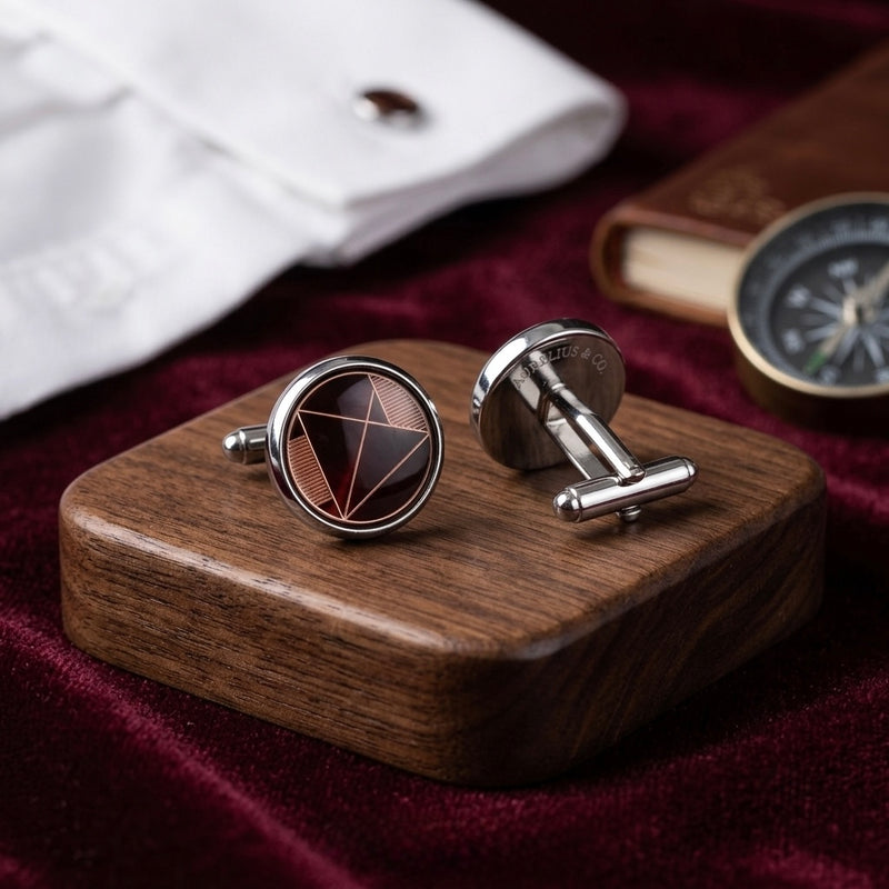Geometric Burgundy Cufflinks