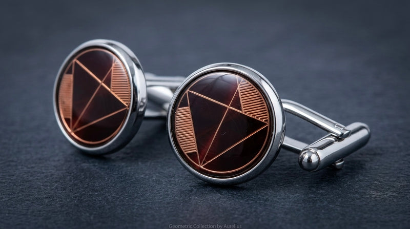 Geometric Burgundy Cufflinks