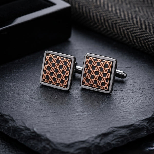 Copper Grid Cufflinks