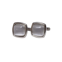 Classic Silver & Crystal Square Cufflinks