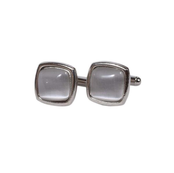 Classic Silver & Crystal Square Cufflinks