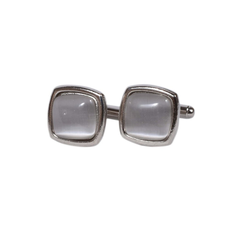 Classic Silver & Crystal Square Cufflinks