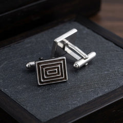 Geometric Silver Cufflinks
