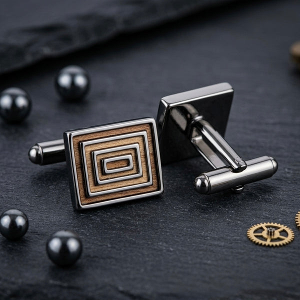 Geometric Silver Cufflinks