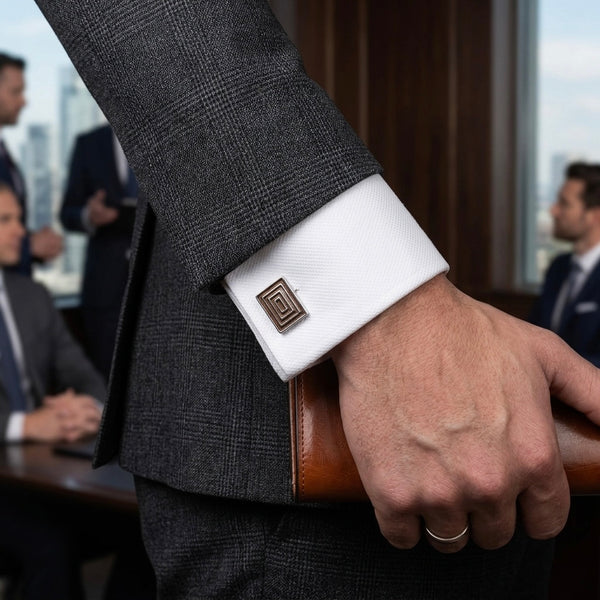 Geometric Silver Cufflinks