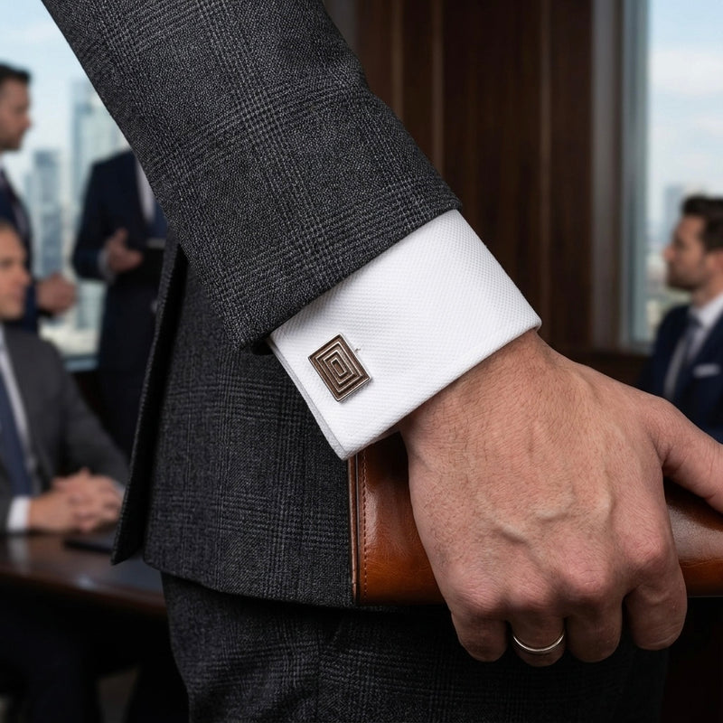 Geometric Silver Cufflinks
