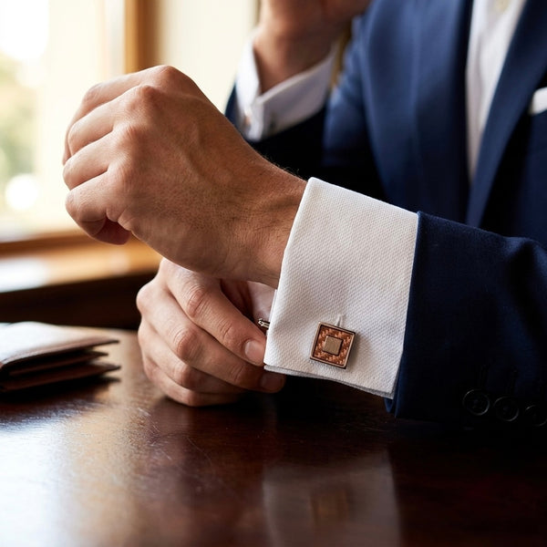 Textured Copper-Tone Square Cufflinks