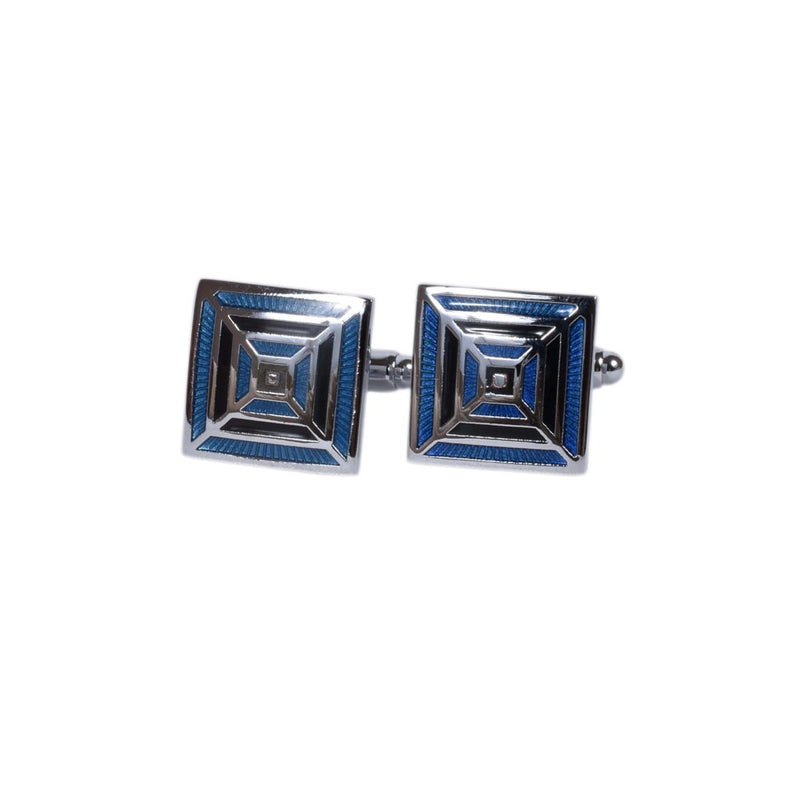 Geometric Blue & Silver Cufflinks