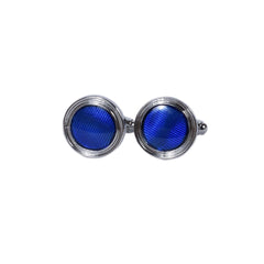 Royal Blue Textured Round Cufflinks