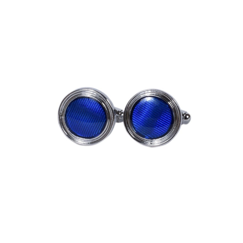 Royal Blue Textured Round Cufflinks