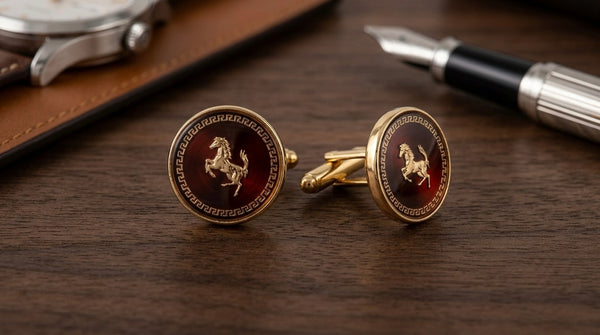 Regal Burgundy Horse Motif Cufflinks
