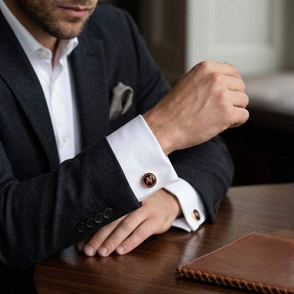 Regal Burgundy Horse Motif Cufflinks