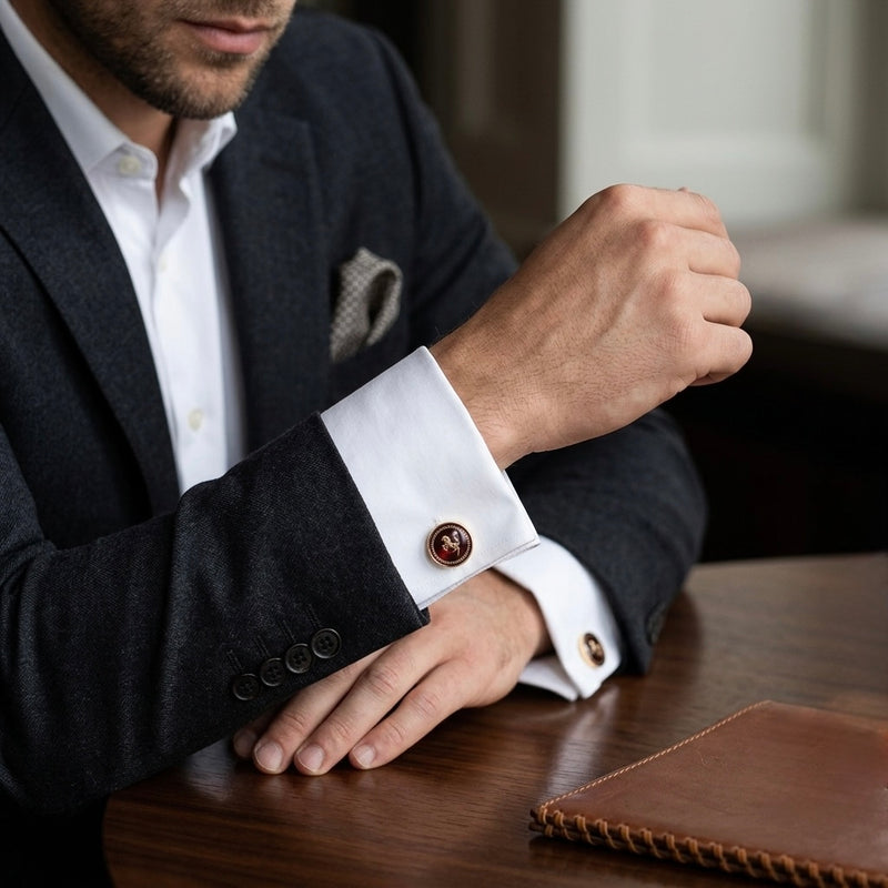 Regal Burgundy Horse Motif Cufflinks
