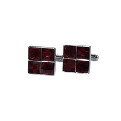 Burgundy Geometric Mosaic Cufflinks