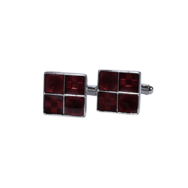 Burgundy Geometric Mosaic Cufflinks