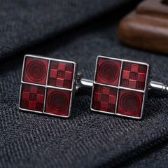Burgundy Geometric Mosaic Cufflinks