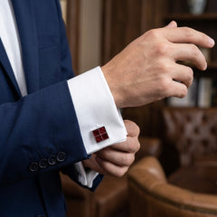 Burgundy Geometric Mosaic Cufflinks
