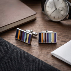 Multicolor Striped Enamel Cufflinks