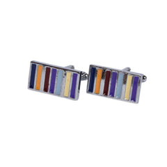 Multicolor Striped Enamel Cufflinks