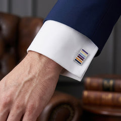 Multicolor Striped Enamel Cufflinks