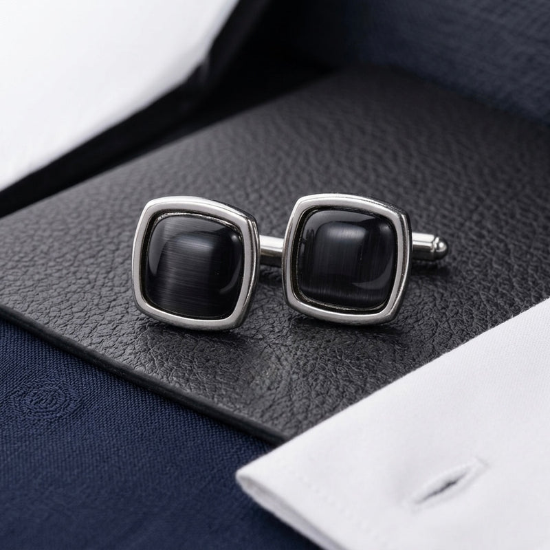 Classic Black Textured Cufflinks