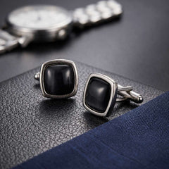 Classic Black Textured Cufflinks