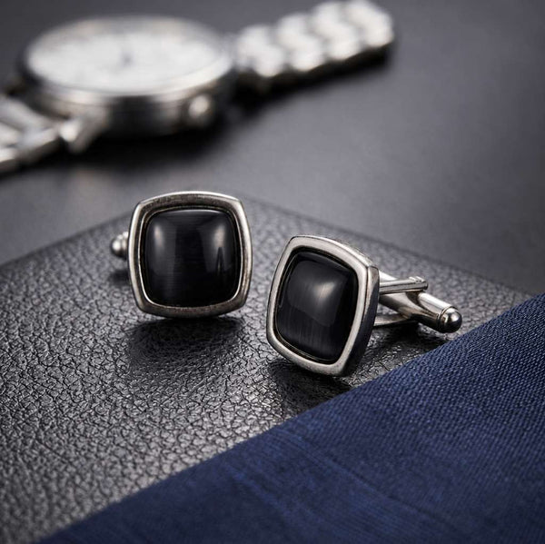 Classic Black Textured Cufflinks