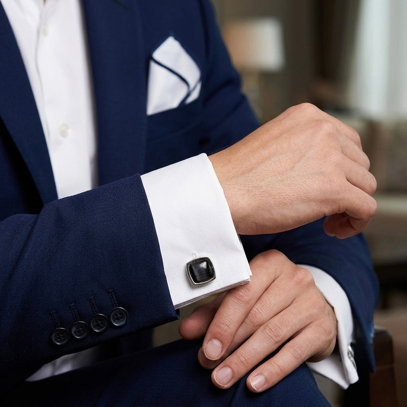 Classic Black Textured Cufflinks