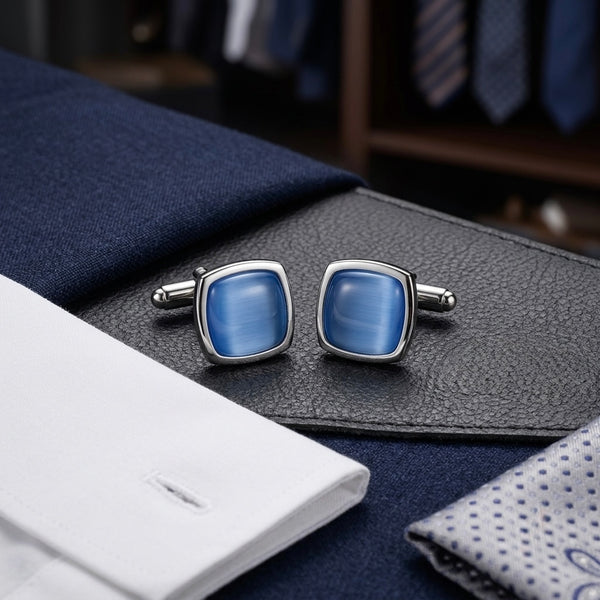 Classic Blue Textured Cufflinks