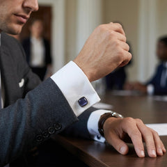 Classic Midnight Blue Textured Cufflinks