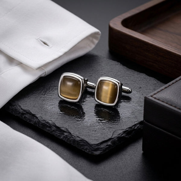Classic Champagne Brown Textured Cufflinks