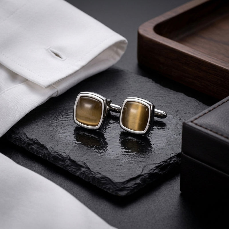 Classic Champagne Brown Textured Cufflinks