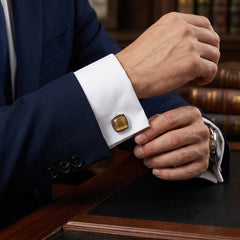 Classic Champagne Brown Textured Cufflinks