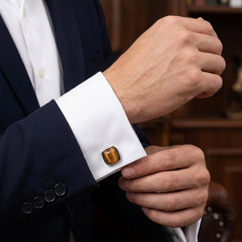 Classic Amber Square Cufflinks