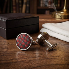 Red & Black Woven Pattern Cufflinks