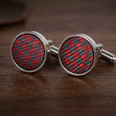 Red & Black Woven Pattern Cufflinks