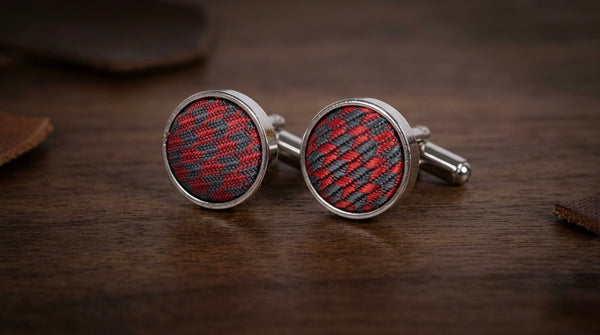 Red & Black Woven Pattern Cufflinks