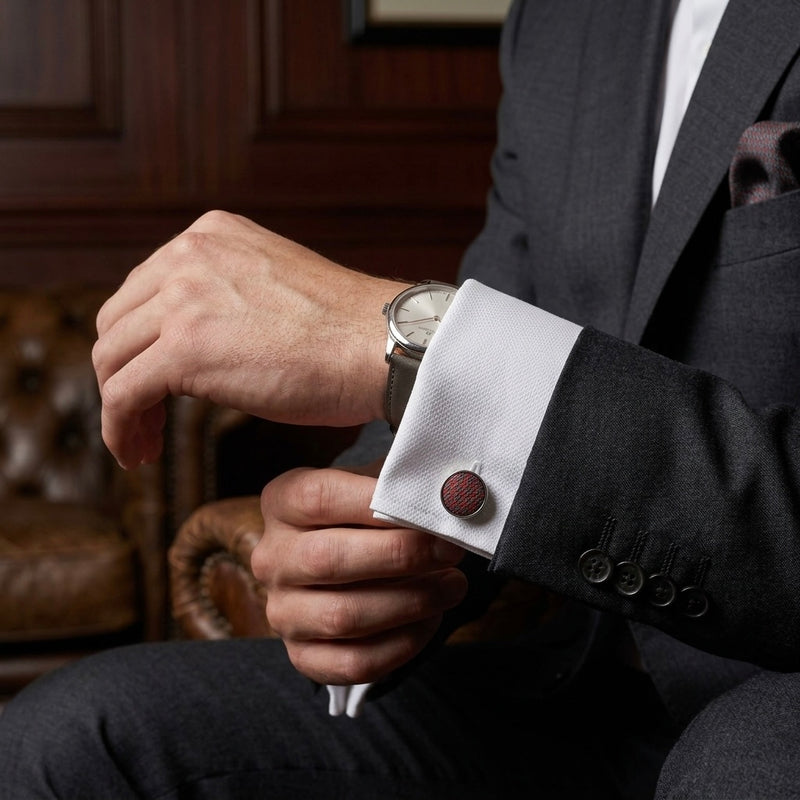 Red & Black Woven Pattern Cufflinks