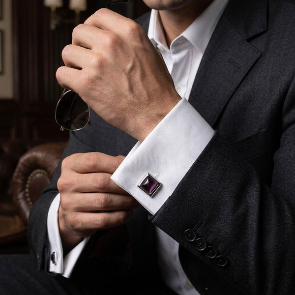 Deep Plum Square Cufflinks