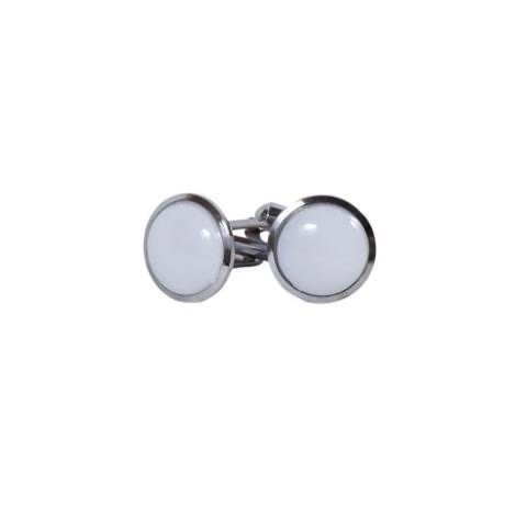 Classic White Round Cufflinks