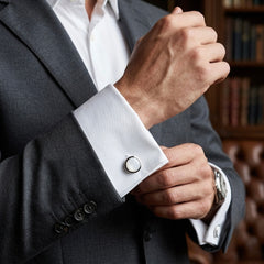 Classic White Round Cufflinks