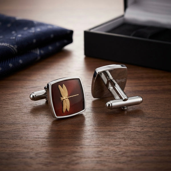 Elegant Dragonfly Motif Cufflinks